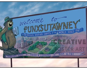 Groundhog Day Movie Billboard Poster: Punxsutawney Wall Art (Digital Download)