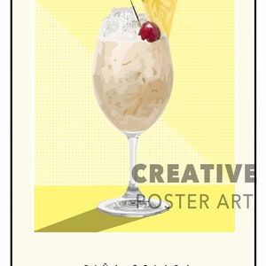 Cartel de cóctel de piña colada, impresión de piña colada, arte de la pared de cócteles, decoración del hogar, idea de regalo, arte de bar, cartel de cócteles, arte de bar, decoración de bar