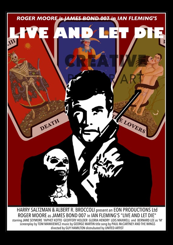007 死ぬのは奴らだ』映画ポスター：手描きのジェームズ・ボンドアート