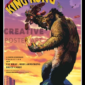 King Kong Poster, King Kong Movie Poster,1933 King Kong Film Poster,Sci-Fi Movie Poster, King Kong Retro Poster, King Kong Wall Art