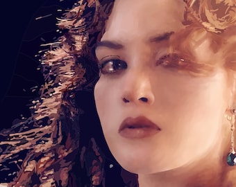 ケイト・ウィンスレット『タイタニック』ポートレートポスター：手描き