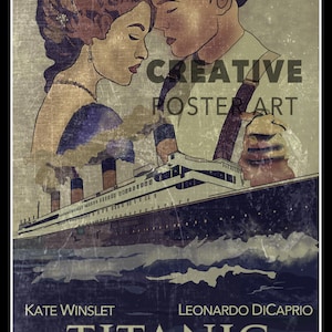 Póster de la película Titanic: Impresión artística dibujada a mano (descarga digital)
