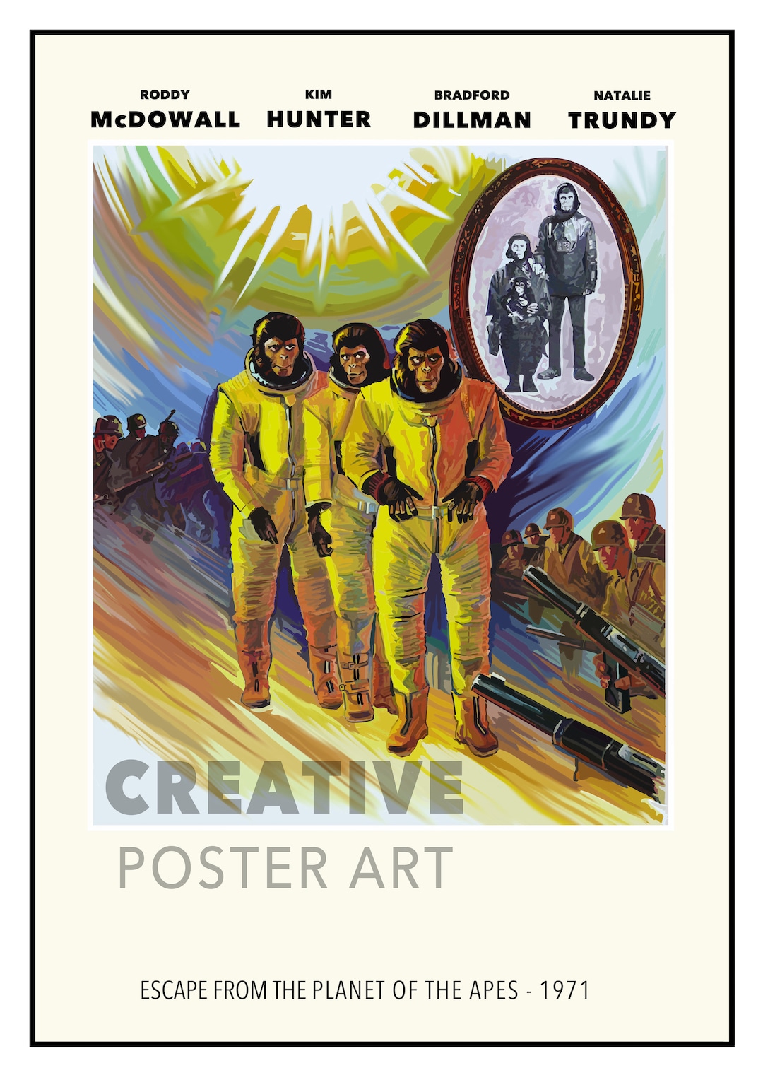 Escape From the Planet of the Apes Movie Poster Digitally Hand