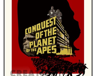 Conquest of the Planet of the Apes Movie Poster: Hand Drawn Art Print