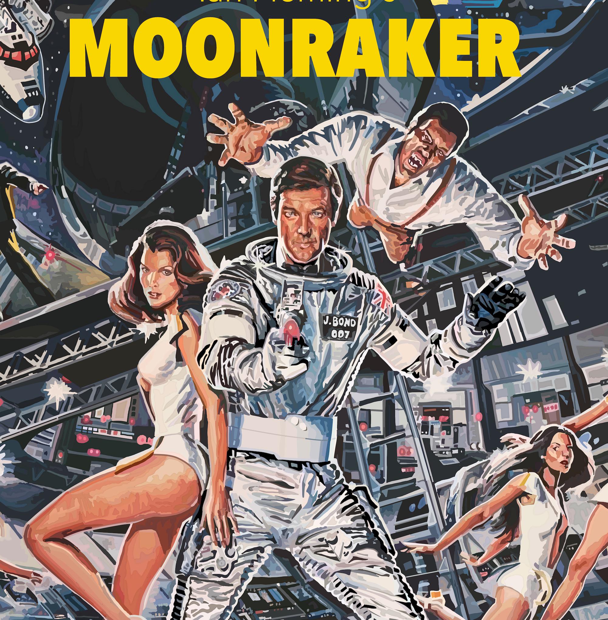 ムーンレイカー映画ポスター：手描きのジェームズ・ボンドのウォール