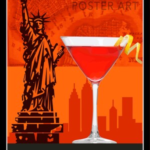 Descarga de póster de cóctel cosmopolita / Arte de pared imprimible de cóctel Cosmo, decoración del hogar, idea de regalo, impresión de cóctel, póster de Cosmo