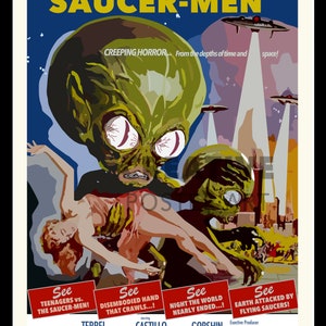Invasion of the Saucer Men Movie Poster Printable, Saucer Men Printable Movie ,Saucer Men Retro Movie Print,Sci-Fi Movie Poster Download