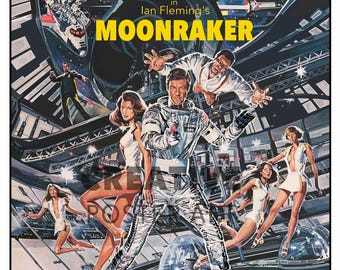ムーンレイカー映画ポスター：手描きのジェームズ・ボンドのウォール