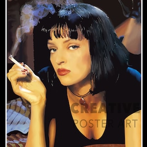 Mia Wallace Pulp Fiction Poster: Hand Drawn Art Print