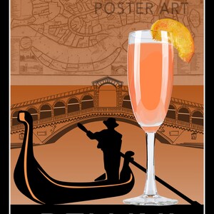Bellini Cocktail Poster, Wandkunst, Cocktail Bar Kunst, Cocktail Poster, Bellini Druck, Bar Dekor