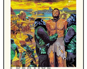 Planet of the Apes Movie Poster: Digitally Hand-Drawn Sci-Fi Art Print