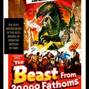 Poster de La bestia da 20.000 Fathoms, Poster del film La bestia da 20.000 Fathoms, Poster del film di fantascienza La bestia da 20.000 Fathoms