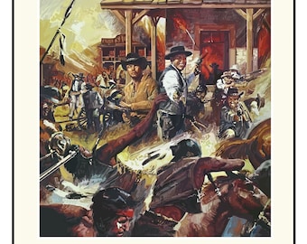 Poster del film Red Blood con Rick Dalton - Poster cinematografico vintage di Rick Dalton - C'era una volta a Hollywood - Stampa del film di Tarantino - Arte da parete