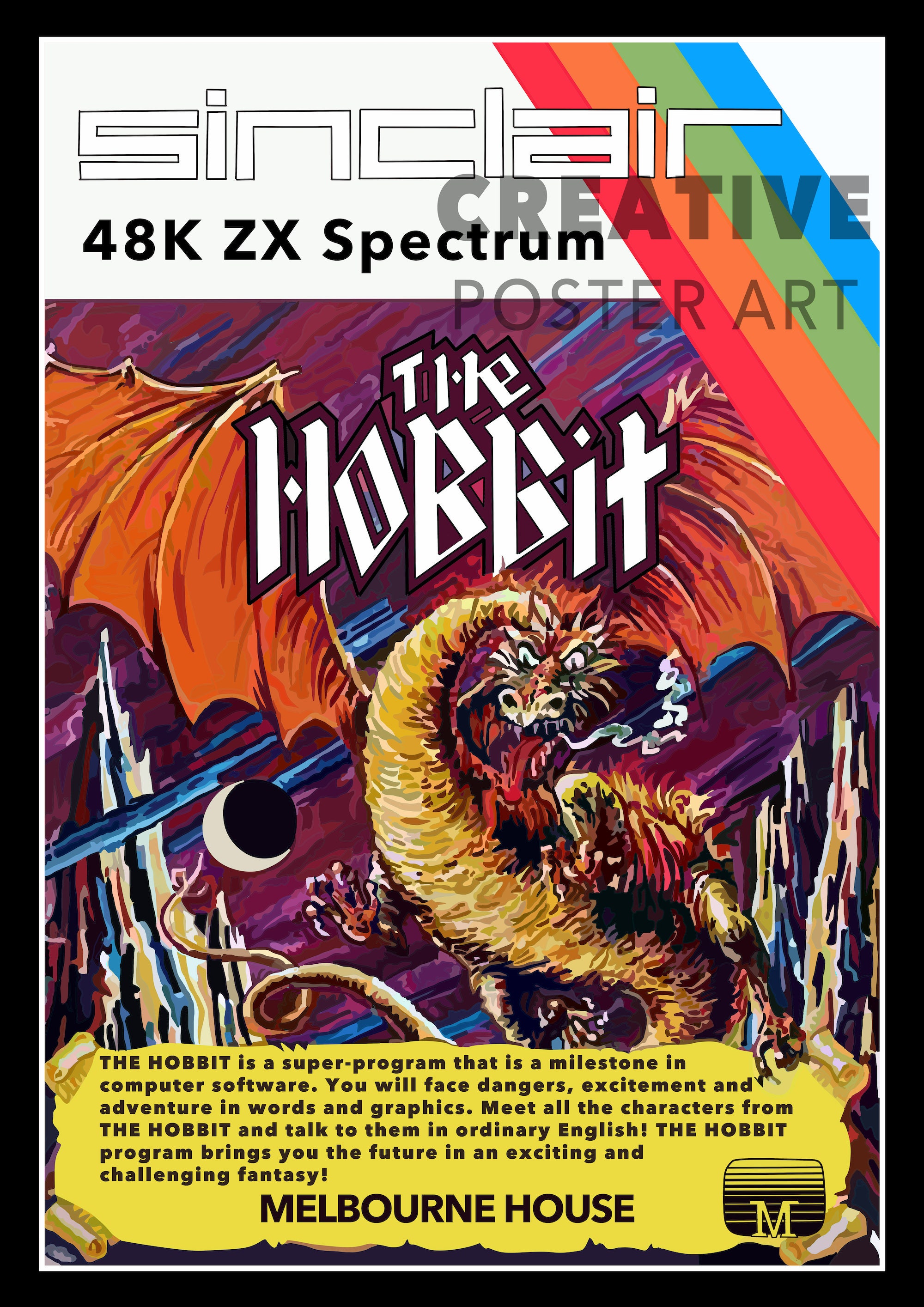 アンティークポスター ホビットのポスター、ZXスペクトラム ホビットのウォールアート