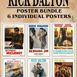 Pósters de Rick Dalton, pósters de películas de Rick Dalton, obras de Rick Dalton, láminas de Érase una vez en Hollywood, Nebraska Jim, Tanner, Ringo Gringo