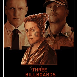 Three Billboards Movie Poster: Hand Drawn Film Art (Digital Download)