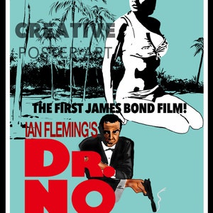Dr. No Poster: James Bond Film, Hand Drawn Artwork