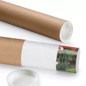 Pu&ograve; includere: Un tubo di cartone marrone con tappi bianchi. Il tubo &egrave; arrotolato e avvolto in modo sicuro in un tubo postale. Il testo "FREE POST WORLDWIDE" &egrave; stampato sotto il tubo.