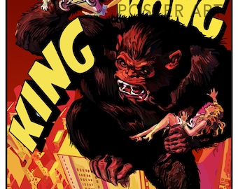 Póster de la película King Kong, arte mural de King Kong, impresión de la película King Kong, decoración del hogar, idea de regalo, póster de película de ciencia ficción, póster de la película King Kong de 1933