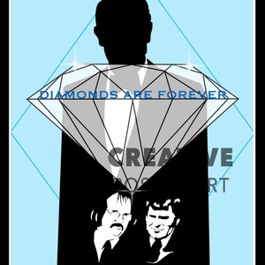 Diamonds are Forever Poster: Hand Drawn James Bond Movie Art (Digital Download)