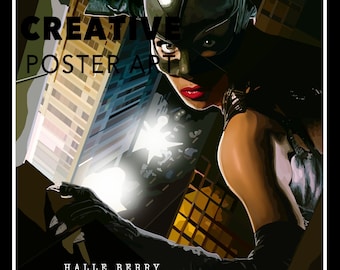 Catwoman Movie Poster: Hand Drawn Digital Art Print
