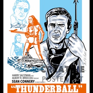 Thunderball James Bond Movie Poster: Hand Drawn Digital Art