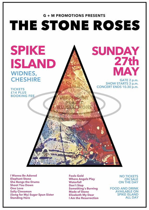 Stone Roses Spike Island Postcard: Concert Poster Art Print (A6