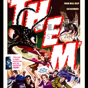 Them! Movie Poster: Classic Sci-Fi Film, Hand Drawn Artwork