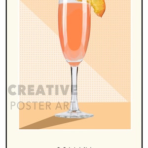 Bellini Cocktail Poster, Bellini Druck, Wandkunst, Bar Kunst, Wohnkultur, Cocktail Poster, Pub Poster