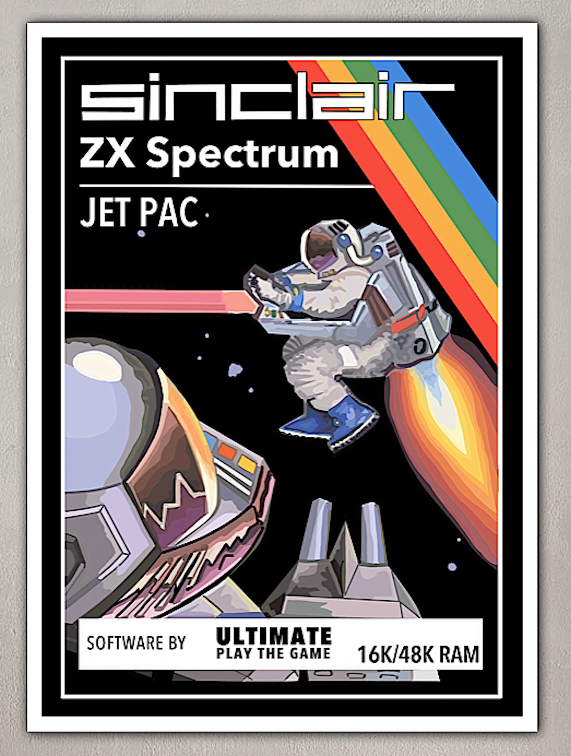 絵画 HAZE ORIGINAL LOGO POSTER Jetpac ZX Spectrum Poster Print | Jetpac Wall Art, Home