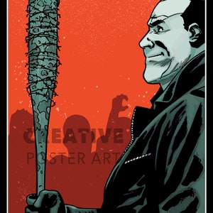 Puede incluir: Una portada de cómic que presenta a un hombre con una expresión seria sosteniendo un bate de béisbol con alambre de púas. El fondo es rojo con el texto "THE WALKING DEAD" en blanco. El texto "100: BARNES & NOBLE VARIENT" está en negro en la parte superior de la portada.