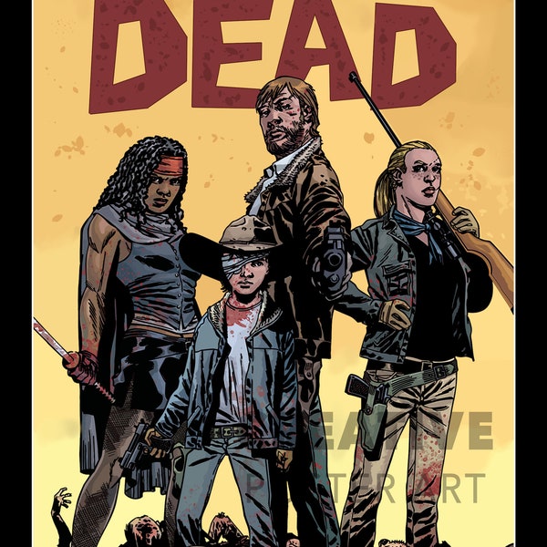 Poster di Walking Dead, arte della parete di The Walking Dead, fumetti di Walking Dead, stampa di Walking Dead, poster grafico di Walking Dead