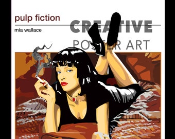 Pulp Fiction-poster: handgetekende filmkunst (digitale download)