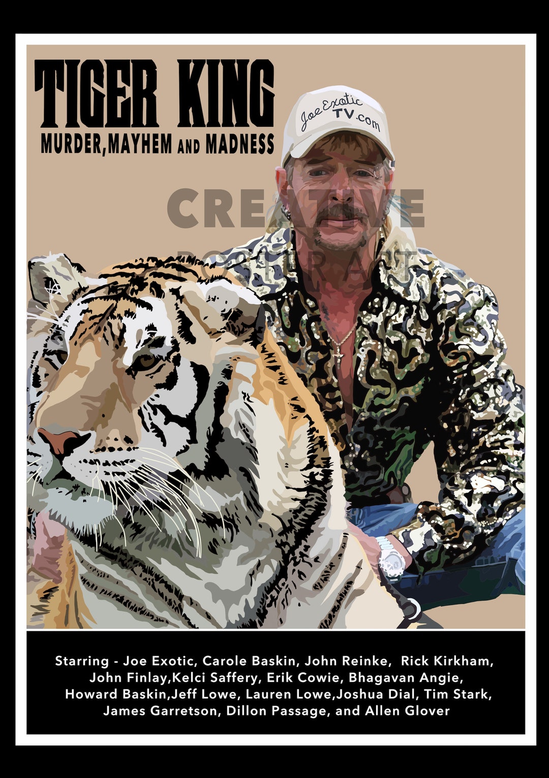 Tiger King Joe Exotic Hand-drawn Poster (digital Download)