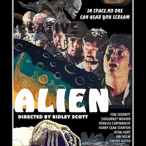 Alien Poster, Alien Movie Poster,Home Decor Wall Art, Film Movie Poster, Hand Drawn Digital Artwork
