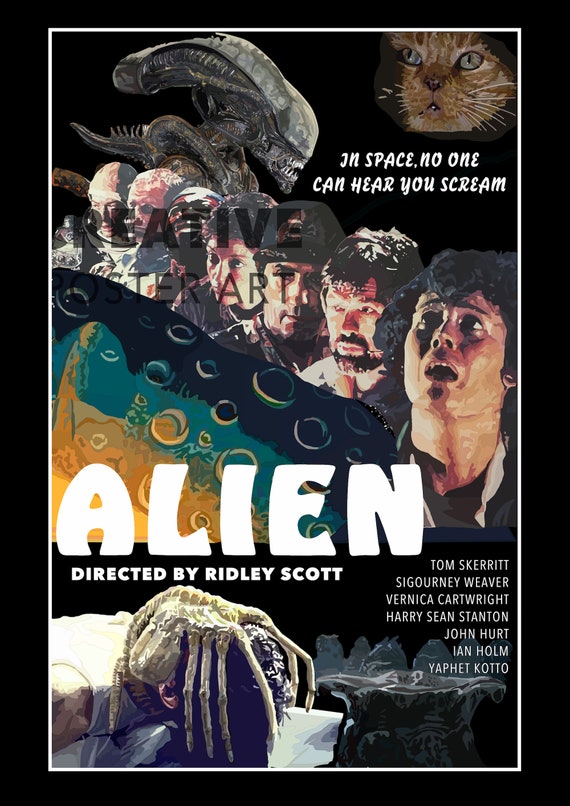 エイリアン映画ポスター：手描きのSFホラーアート - Etsy 日本