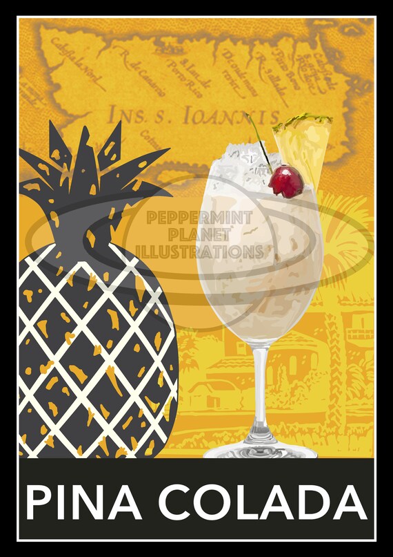 Cocktail Posters Pina Colada Print A4,A3,A2,A1 Cosmo Print Mojito Print Cocktail Posters Pina Colada Print A4,A3,A2,A1 Cosmo Print Mojito Print