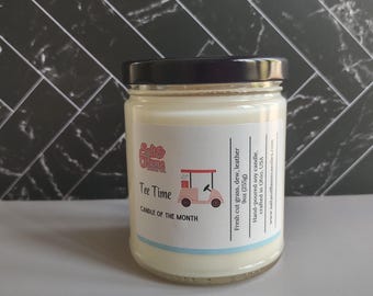 Tea Time: gras, leer, dauw | Handgegoten sojakaars | 9oz pot