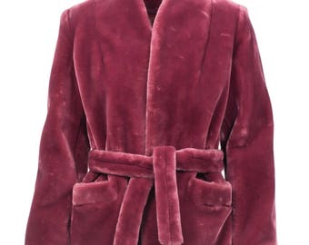 Vintage Sasson faux fur mauve wrap coat 80s