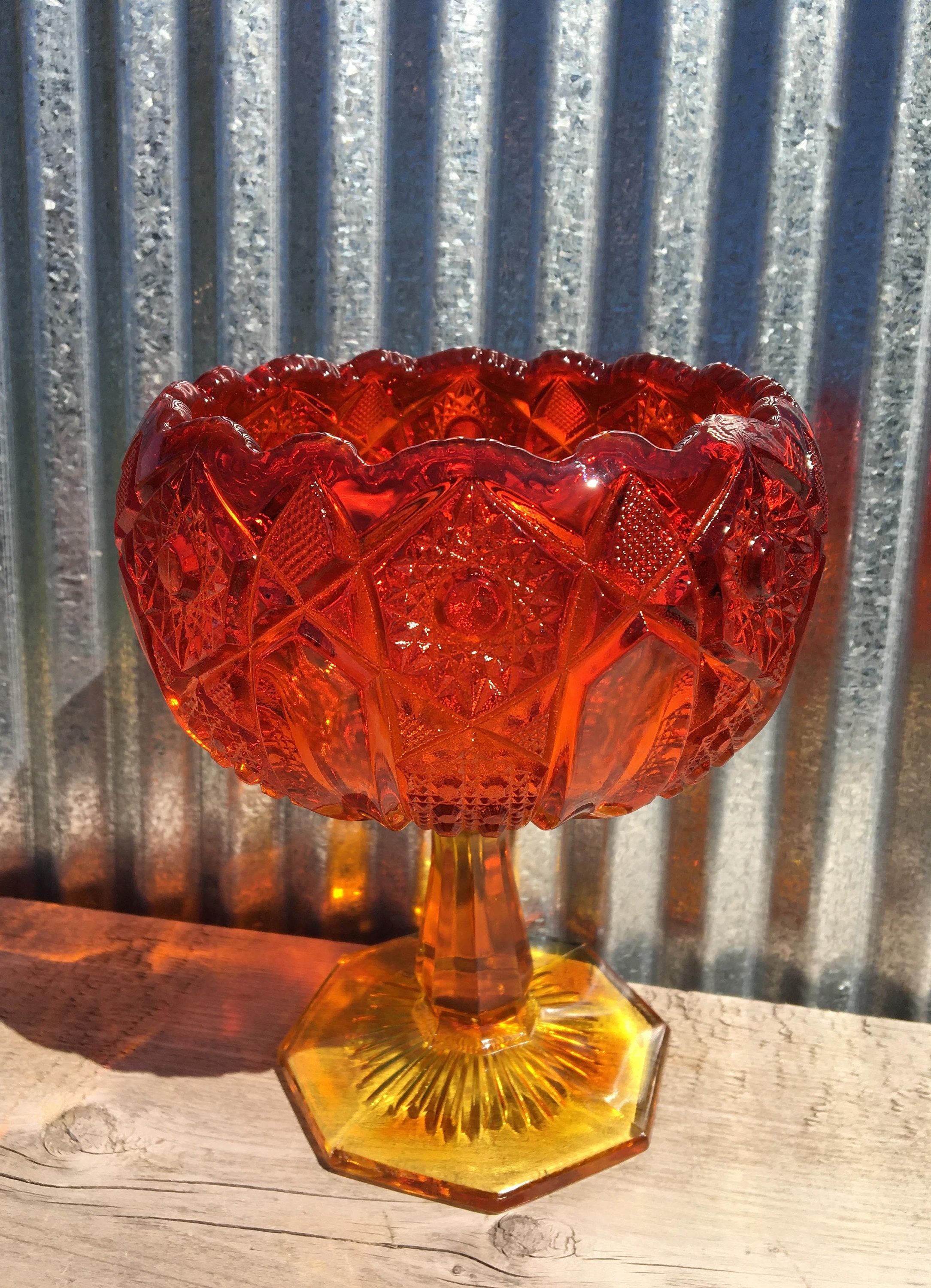 Download LE Smith Amberina Compote-Amberina Glass Rose Bowl-Smith | Etsy