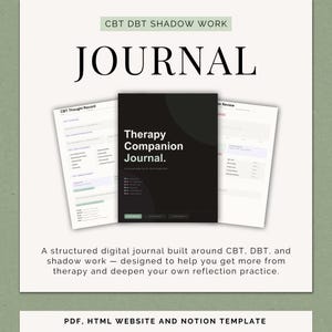 Digital & Printable Shadow Work Therapy Journal CBT DBT | Mental Health Planner | Online Notion Template