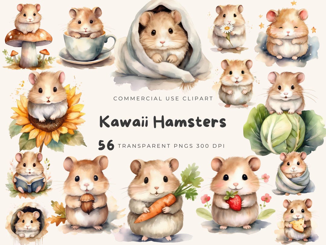 56 Kawaii Hamsters Clipart PNG Cute Adorable Critter Watercolor 56-kawaii-hamsters-clipart-png-cute-adorable-critter-watercolor