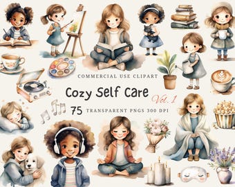 Gemütliche Selbstfürsorge Vol 1 Clipart PNG, Grafik im handgezeichneten Stil, weiches, gedämpftes, neutrales Erdton-Aquarell, rustikale Boho-Warm-Cozy-Illustration POD