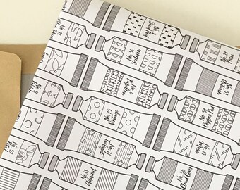 Paint tube wrapping paper for artist gift or to colour in