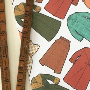 Vintage fashion wrapping paper for clothes lover or retro birthday present, A2 uncoated gift wrap sheets