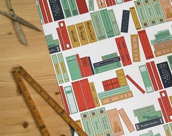 Book wrapping paper for bookworm birthday present available in A2 sheets