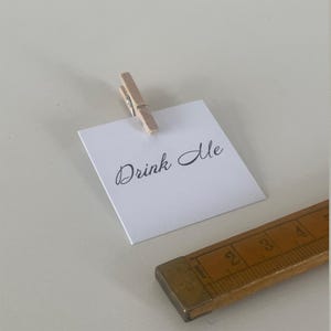 Drink Me placecards set with peg for wedding or party, attach to a cocktail glass or champagne flute