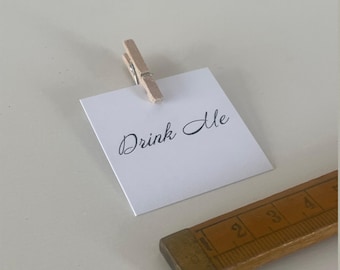Drink Me placecards set with peg for wedding or party, attach to a cocktail glass or champagne flute