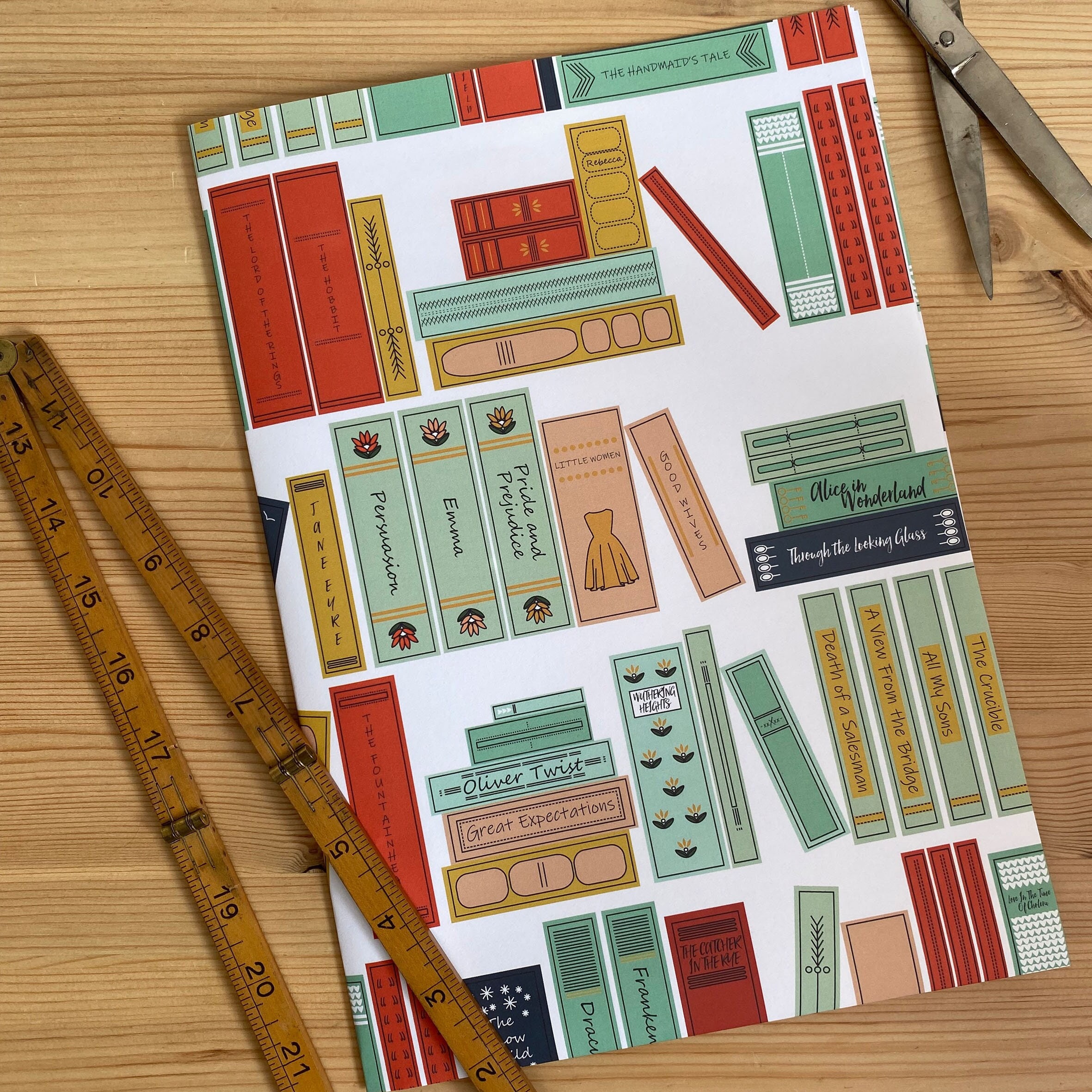 Book Themed Wrapping Paper for Literary Gift or Birthday Wrapping