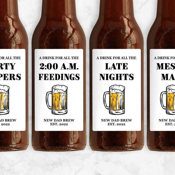 New Dad Milestone Beer Labels, Gift for New Parents